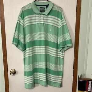 Chaps Mint Green and White Striped Polo Shirt